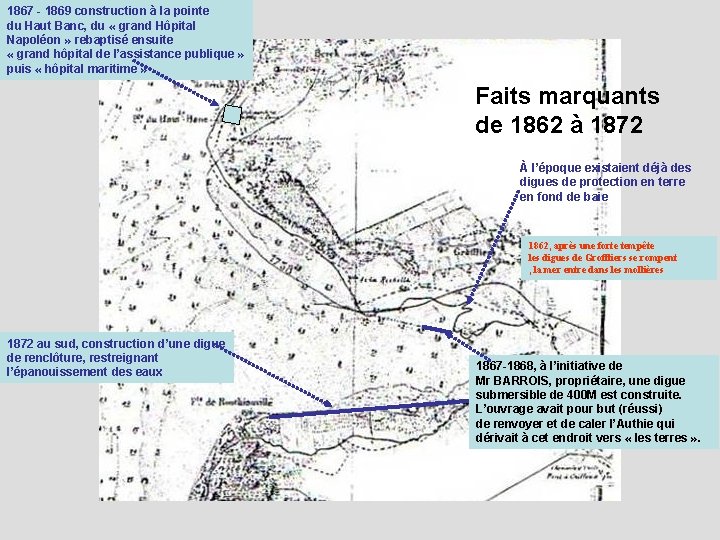 1867 - 1869 construction à la pointe du Haut Banc, du « grand Hôpital