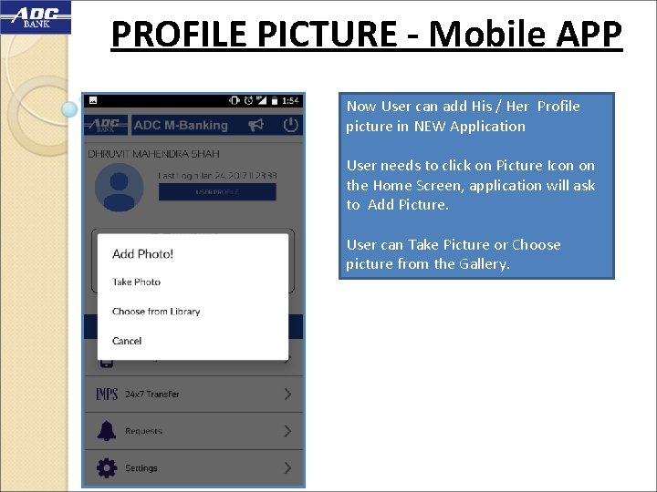 PROFILE PICTURE - Mobile APP Now User can add His / Her Profile picture