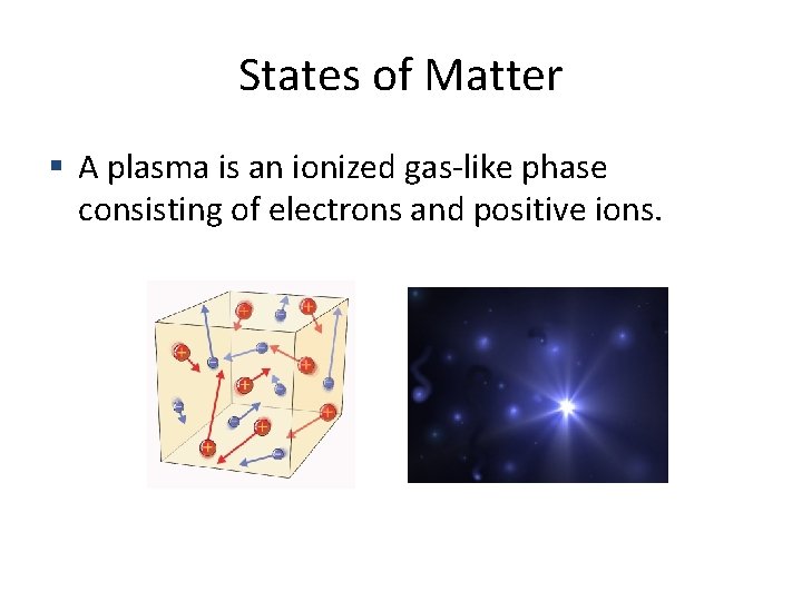 States of Matter A plasma is an ionized gas-like phase consisting of electrons and
