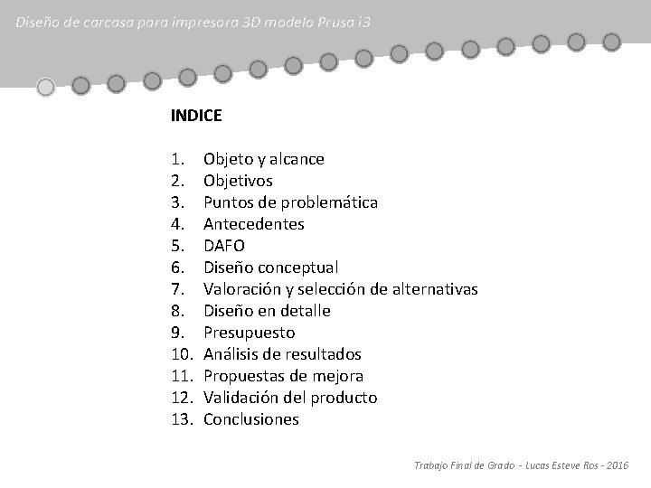 Diseño de carcasa para impresora 3 D modelo Prusa i 3 INDICE 1. 2.