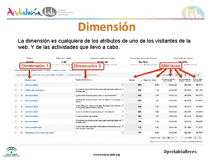 Dimensión La dimensión es cualquiera de los atributos de uno de los visitantes de