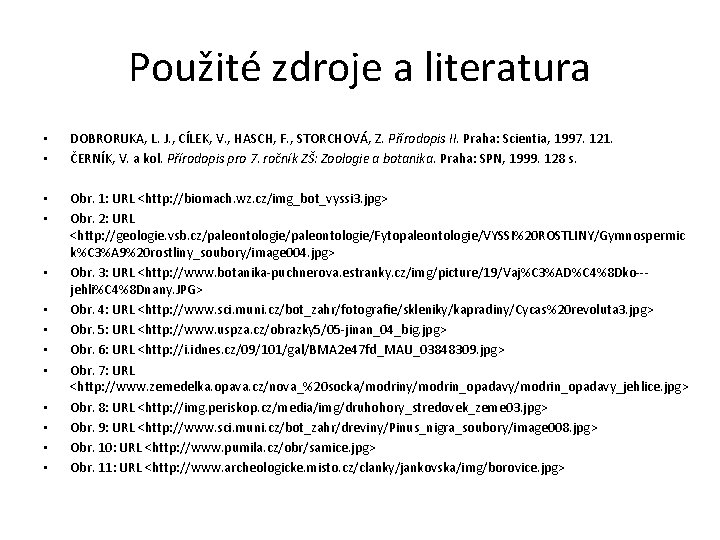 Použité zdroje a literatura • • DOBRORUKA, L. J. , CÍLEK, V. , HASCH,