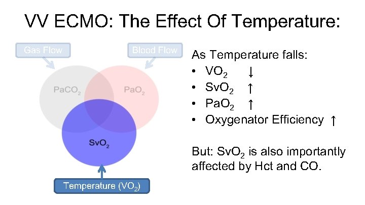 VV ECMO: The Effect Of Temperature: Gas Flow Blood Flow As Temperature falls: •