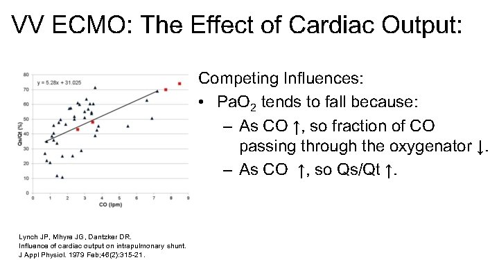 VV ECMO: The Effect of Cardiac Output: Competing Influences: • Pa. O 2 tends