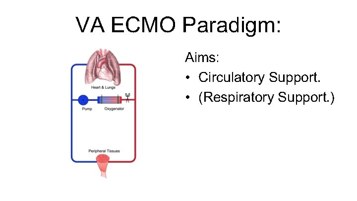 VA ECMO Paradigm: Aims: • Circulatory Support. • (Respiratory Support. ) 