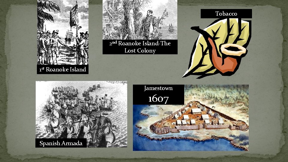 Tobacco 2 nd Roanoke Island-The Lost Colony 1 st Roanoke Island Jamestown 1607 Spanish