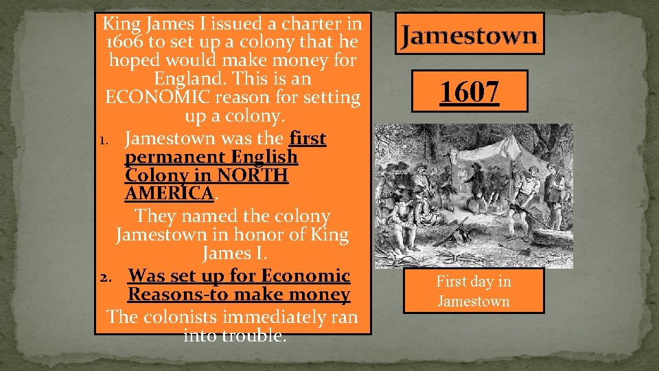 King James I issued a charter in 1606 to set up a colony that