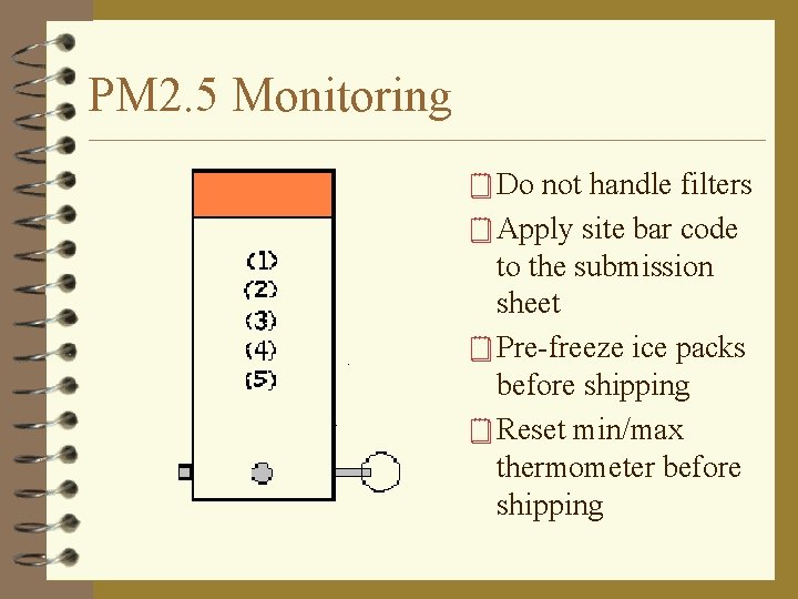 PM 2. 5 Monitoring ¥ Do not handle filters ¥ Apply site bar code