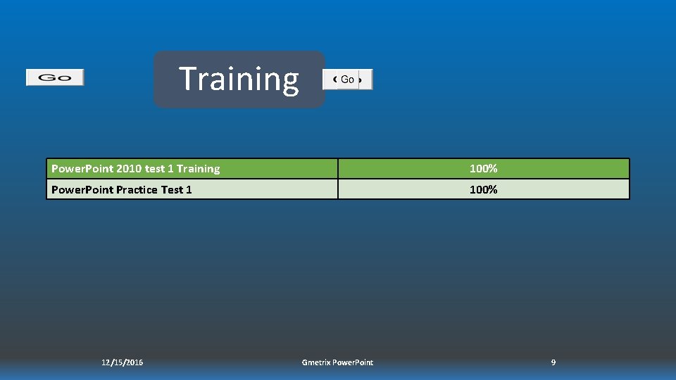 Training Power. Point 2010 test 1 Training 100% Power. Point Practice Test 1 100%