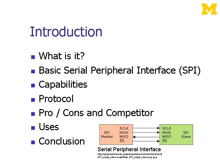 Introduction What is it? Basic Serial Peripheral Interface (SPI) Capabilities Protocol Pro / Cons