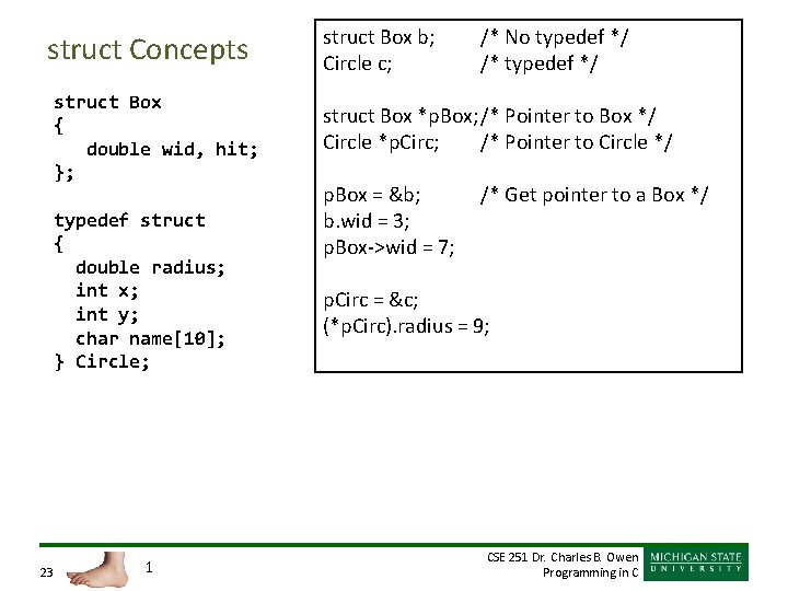 struct Concepts struct Box { double wid, hit; }; typedef struct { double radius;