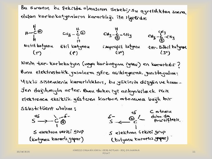 10/24/2020 KİM 0213 ORGANİK KİMYA I DERS NOTLARI - DOÇ. DR. KAMRAN POLAT 11