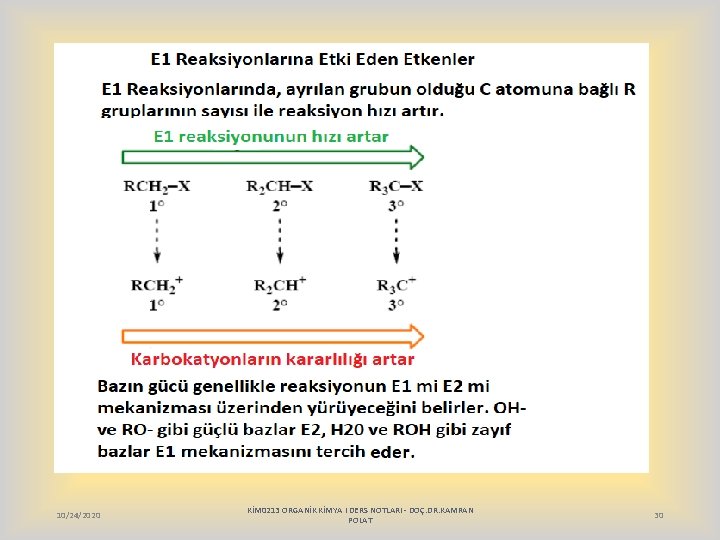 10/24/2020 KİM 0213 ORGANİK KİMYA I DERS NOTLARI - DOÇ. DR. KAMRAN POLAT 30