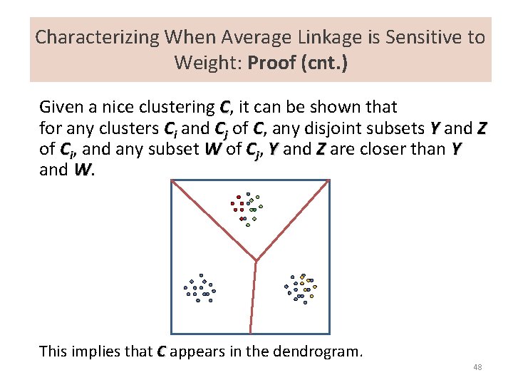 Characterizing When Average Linkage is Sensitive to Weight: Proof (cnt. ) Given a nice