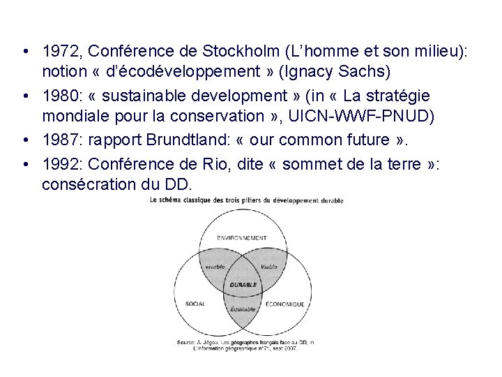  • 1972, Conférence de Stockholm (L’homme et son milieu): notion « d’écodéveloppement »