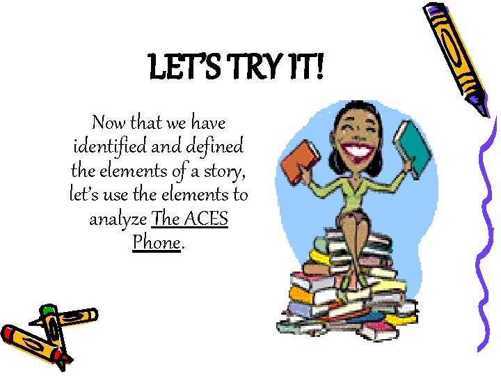 LET’S TRY IT! Now that we have identified and defined the elements of a