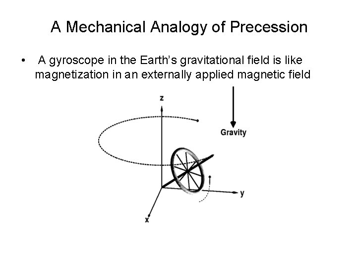 A Mechanical Analogy of Precession • A gyroscope in the Earth’s gravitational field is