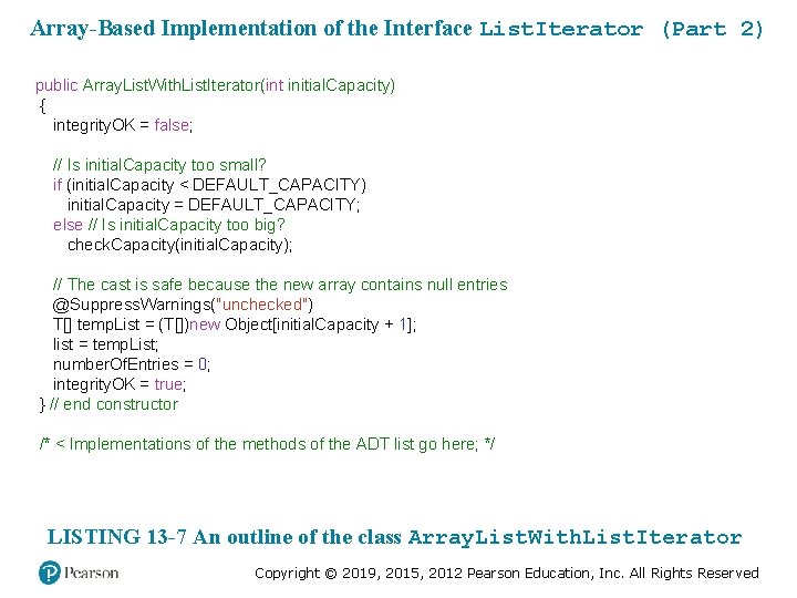 Array-Based Implementation of the Interface List. Iterator (Part 2) public Array. List. With. List.