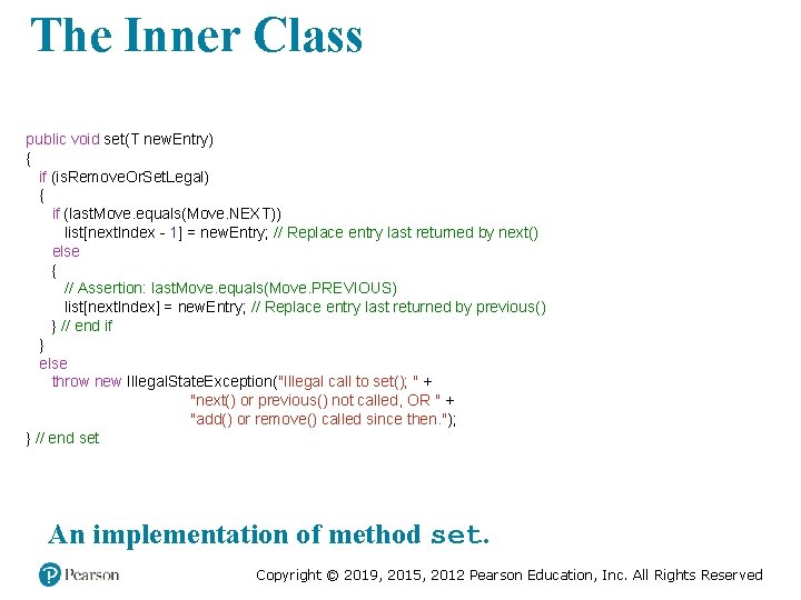 The Inner Class public void set(T new. Entry) { if (is. Remove. Or. Set.