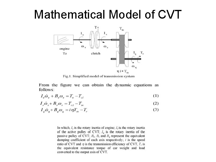 Mathematical Model of CVT  Mathematical Model of CVT