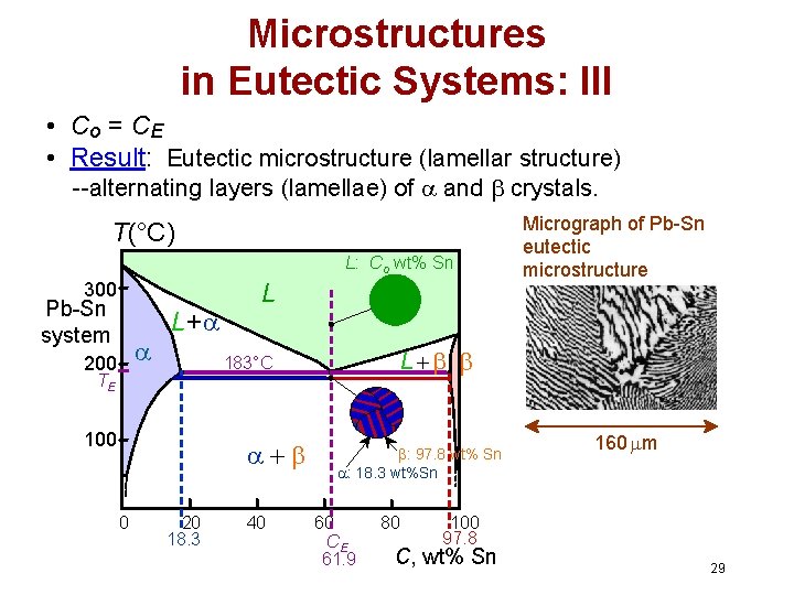 Microstructures in Eutectic Systems: III • Co = CE • Result: Eutectic microstructure (lamellar