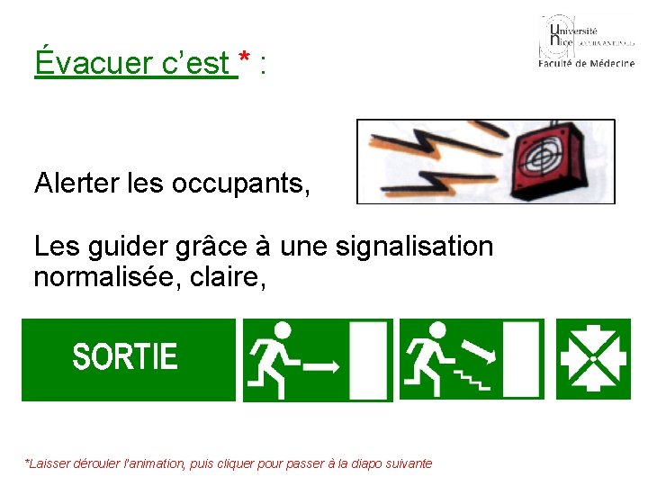 Évacuer c’est * : Alerter les occupants, Les guider grâce à une signalisation normalisée,