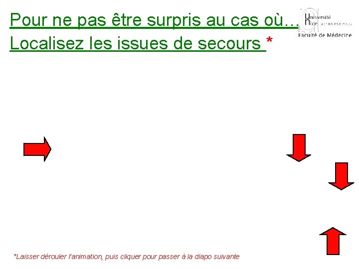 Pour ne pas être surpris au cas où… Localisez les issues de secours *