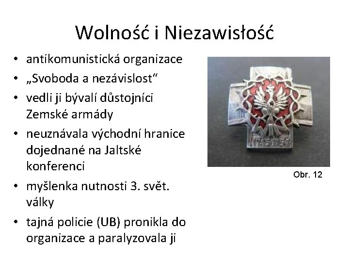 Wolność i Niezawisłość • antikomunistická organizace • „Svoboda a nezávislost“ • vedli ji bývalí