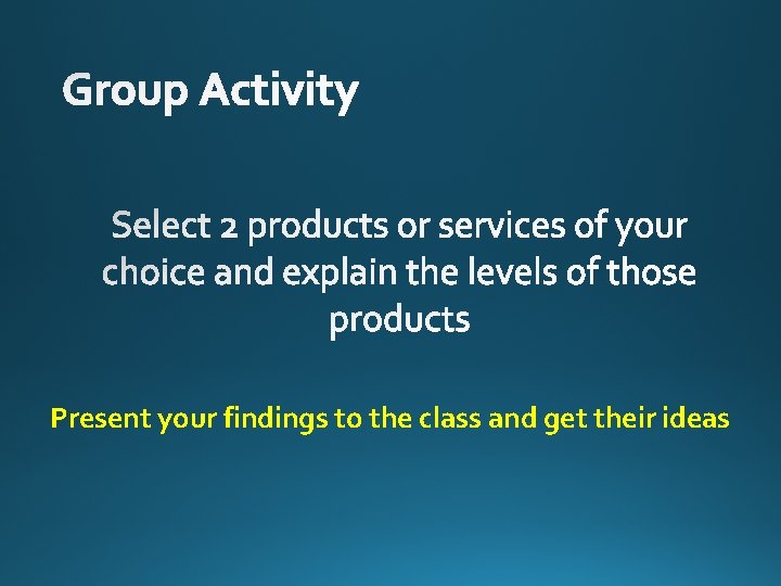 Present your findings to the class and get their ideas 