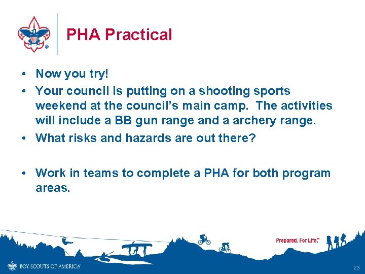 PHA Practical • Now you try! • Your council is putting on a shooting