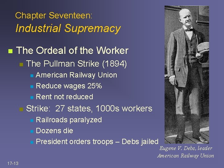 Chapter Seventeen: Industrial Supremacy n The Ordeal of the Worker n The Pullman Strike