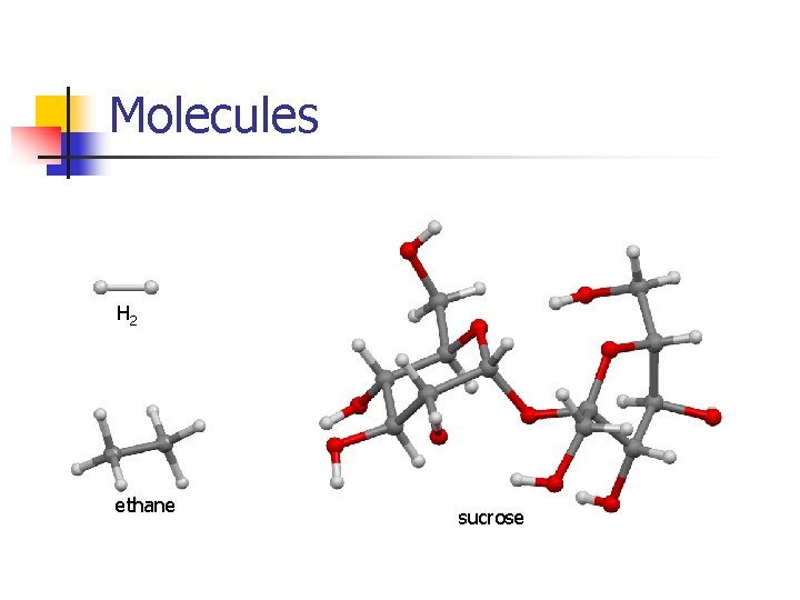 Molecules H 2 ethane sucrose 