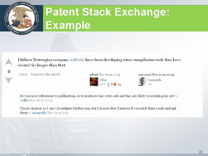 Patent Stack Exchange: Example 23 