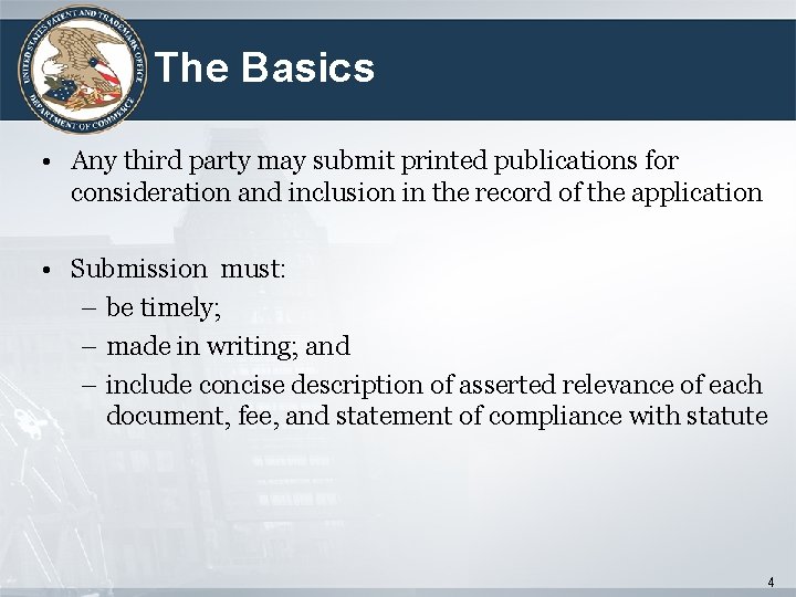 The Basics • Any third party may submit printed publications for consideration and inclusion