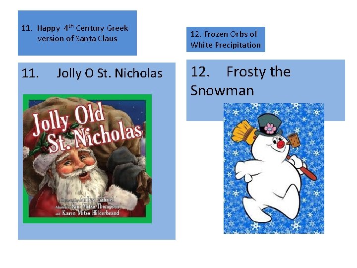 11. Happy 4 th Century Greek version of Santa Claus 11. Jolly O St.