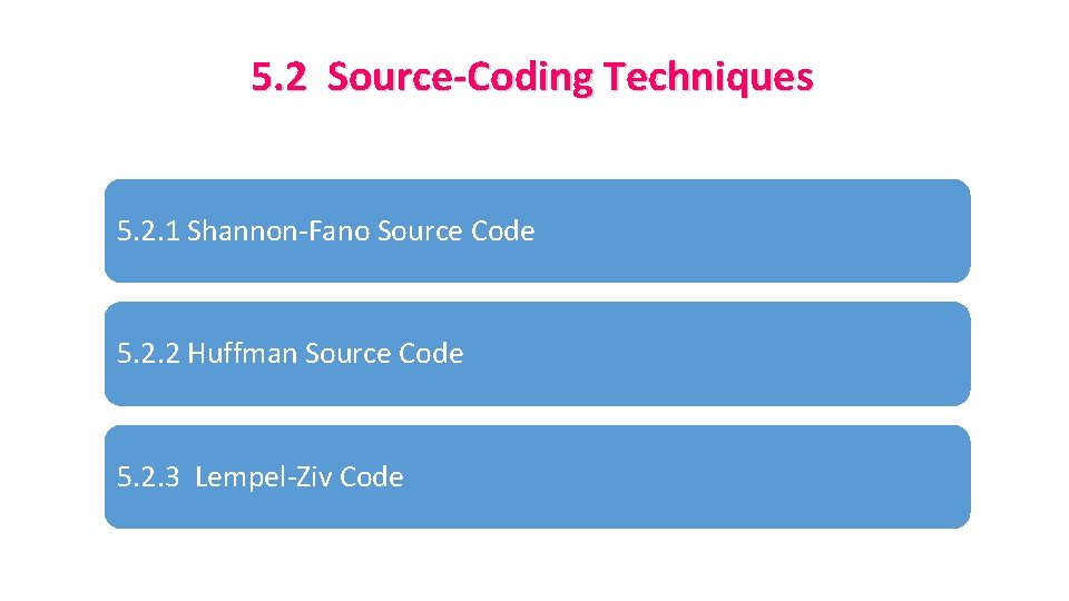 5. 2 Source-Coding Techniques 5. 2. 1 Shannon-Fano Source Code 5. 2. 2 Huffman