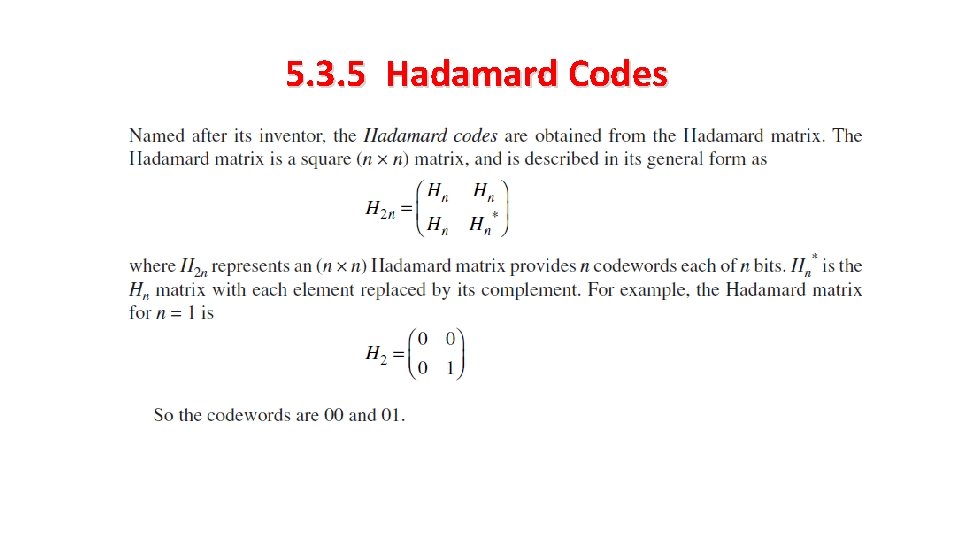 5. 3. 5 Hadamard Codes 