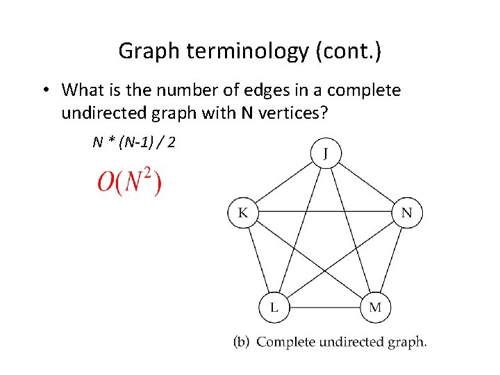 Graph terminology (cont. ) • What is the number of edges in a complete