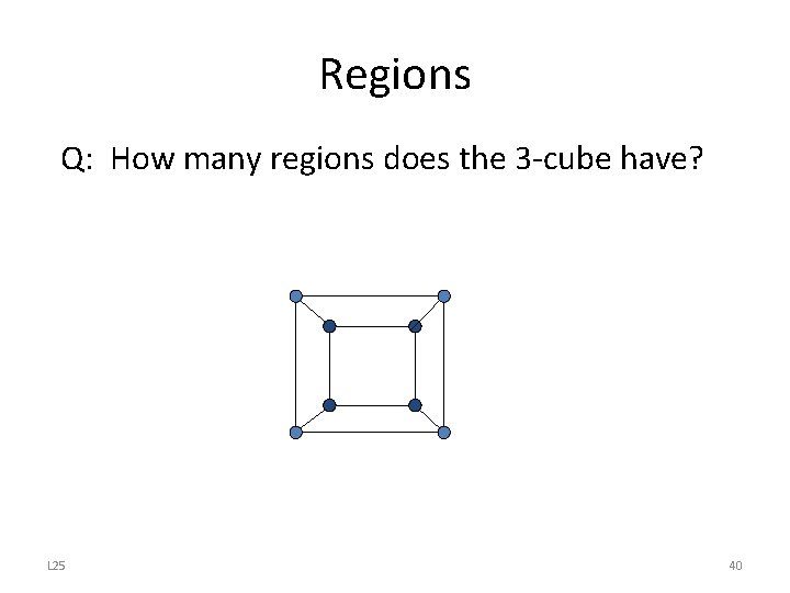 Regions Q: How many regions does the 3 -cube have? L 25 40 Regions Q: How many regions does the 3 -cube have? L 25 40