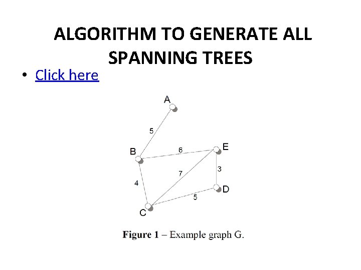  ALGORITHM TO GENERATE ALL SPANNING TREES • Click here 