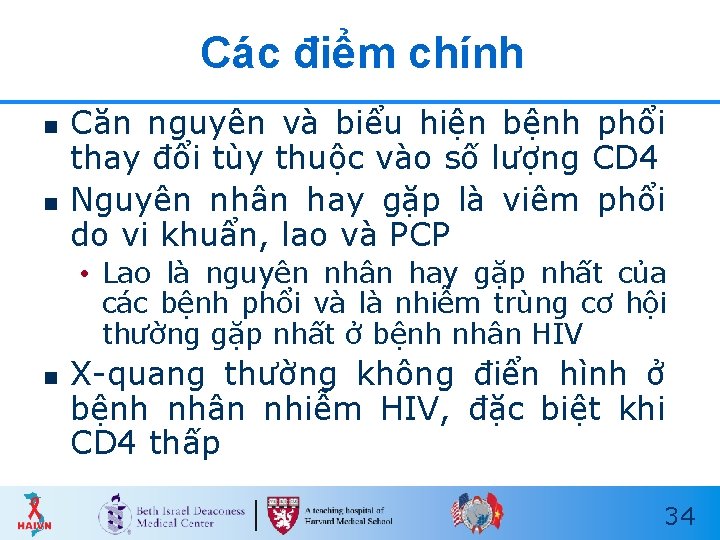 Các điểm chính n n Căn nguyên và biểu hiện bệnh phổi thay đổi