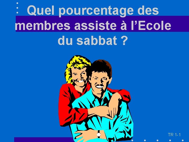 Quel pourcentage des membres assiste à l’Ecole du sabbat ? TR 1 -1 