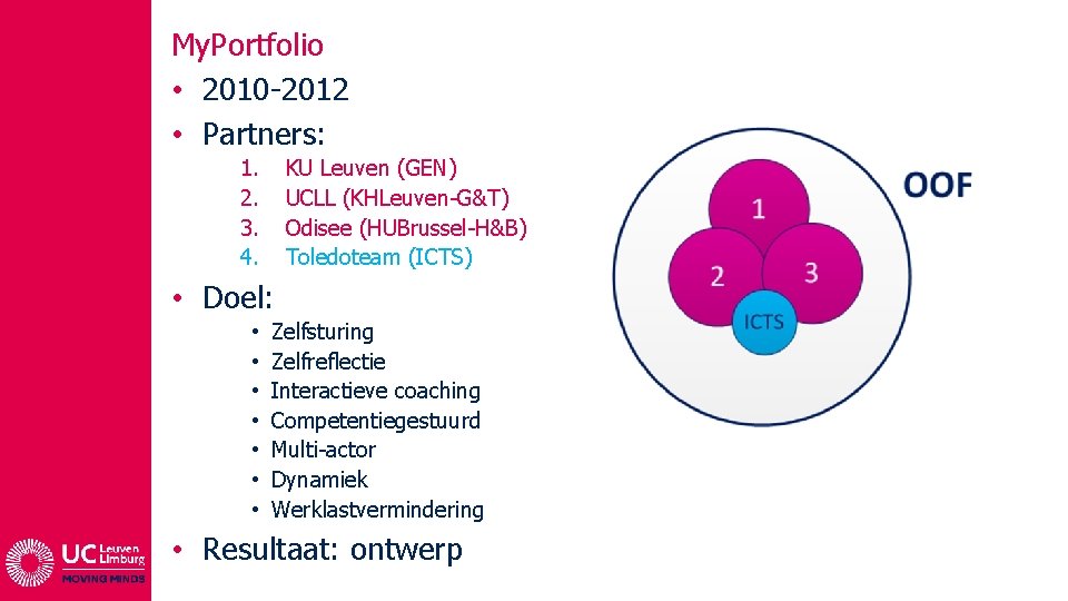 My. Portfolio • 2010 -2012 • Partners: 1. 2. 3. 4. KU Leuven (GEN)