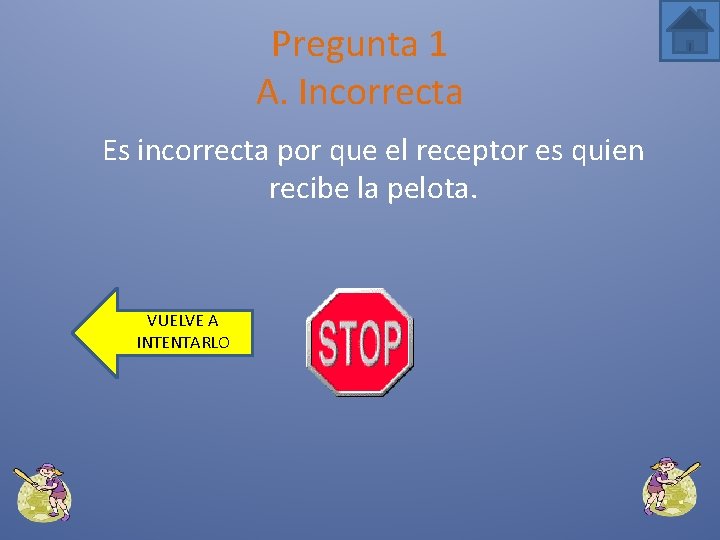 Pregunta 1 A. Incorrecta Es incorrecta por que el receptor es quien recibe la