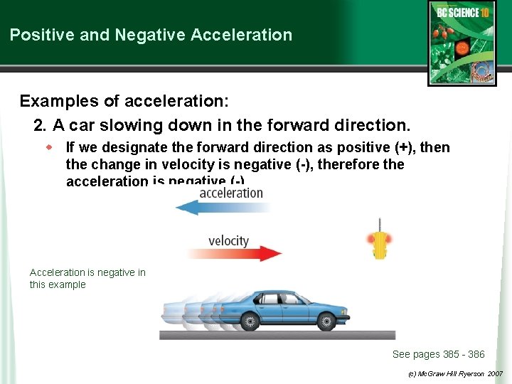 9 1 Describing Acceleration An object travelling with