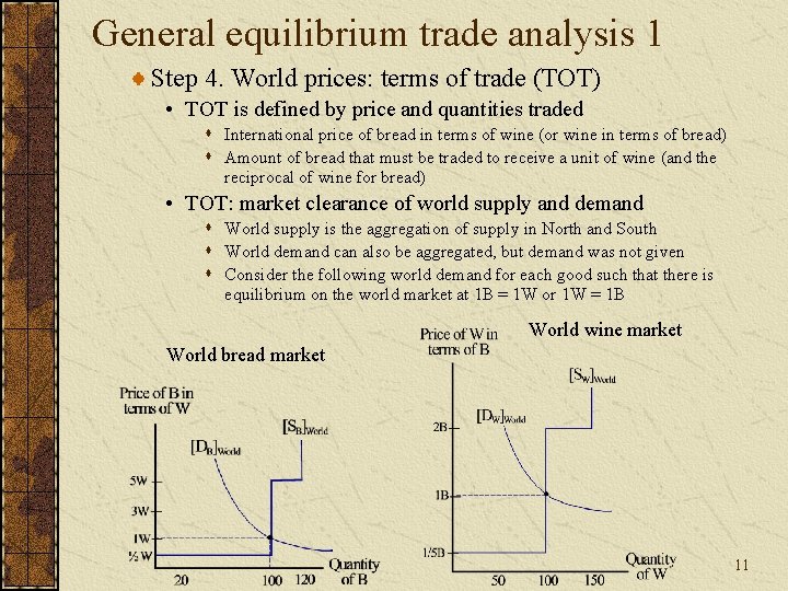 General equilibrium trade analysis 1 Step 4. World prices: terms of trade (TOT) •