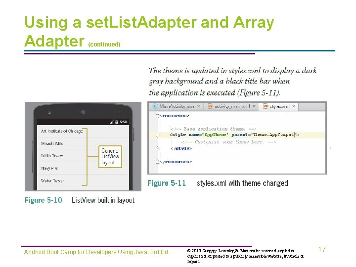 Using a set. List. Adapter and Array Adapter (continued) Android Boot Camp for Developers
