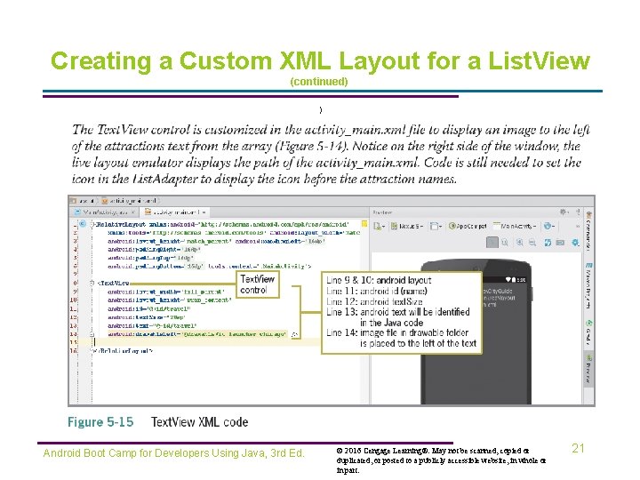 Creating a Custom XML Layout for a List. View (continued) ) Android Boot Camp
