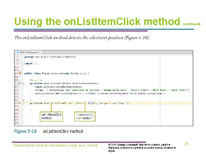 Using the on. List. Item. Click method Android Boot Camp for Developers Using Java,