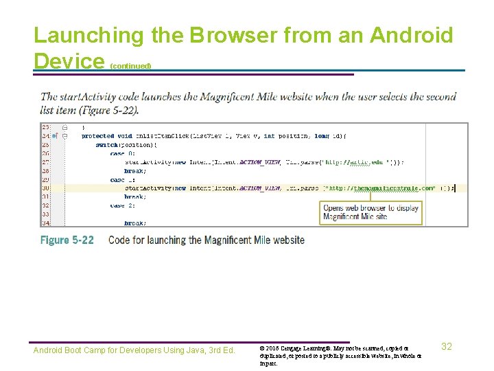 Launching the Browser from an Android Device (continued) Android Boot Camp for Developers Using